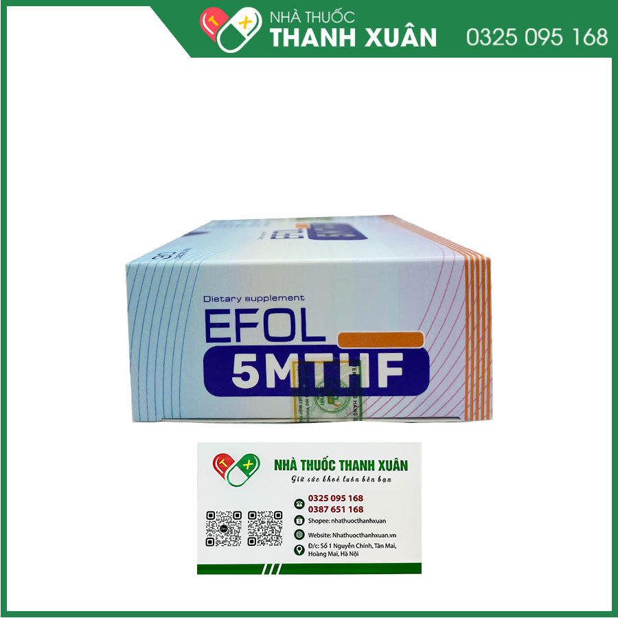 EFOL 5MTHF bổ sung 5-MTHF, hỗ trợ chuyển hóa acid folic, tăng khả năng sinh sản và ngừa dị tật